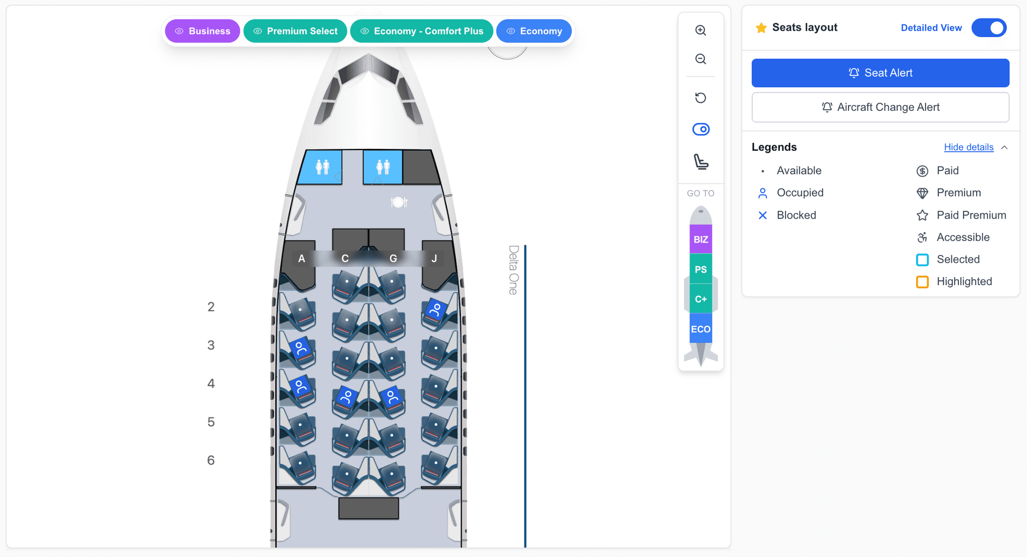 ExpertFlyer seat map results preview
