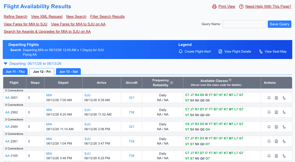 Flight availability search illustration